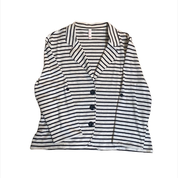 Cotton Striped Blazer Cardigan - Picture 2 of 7